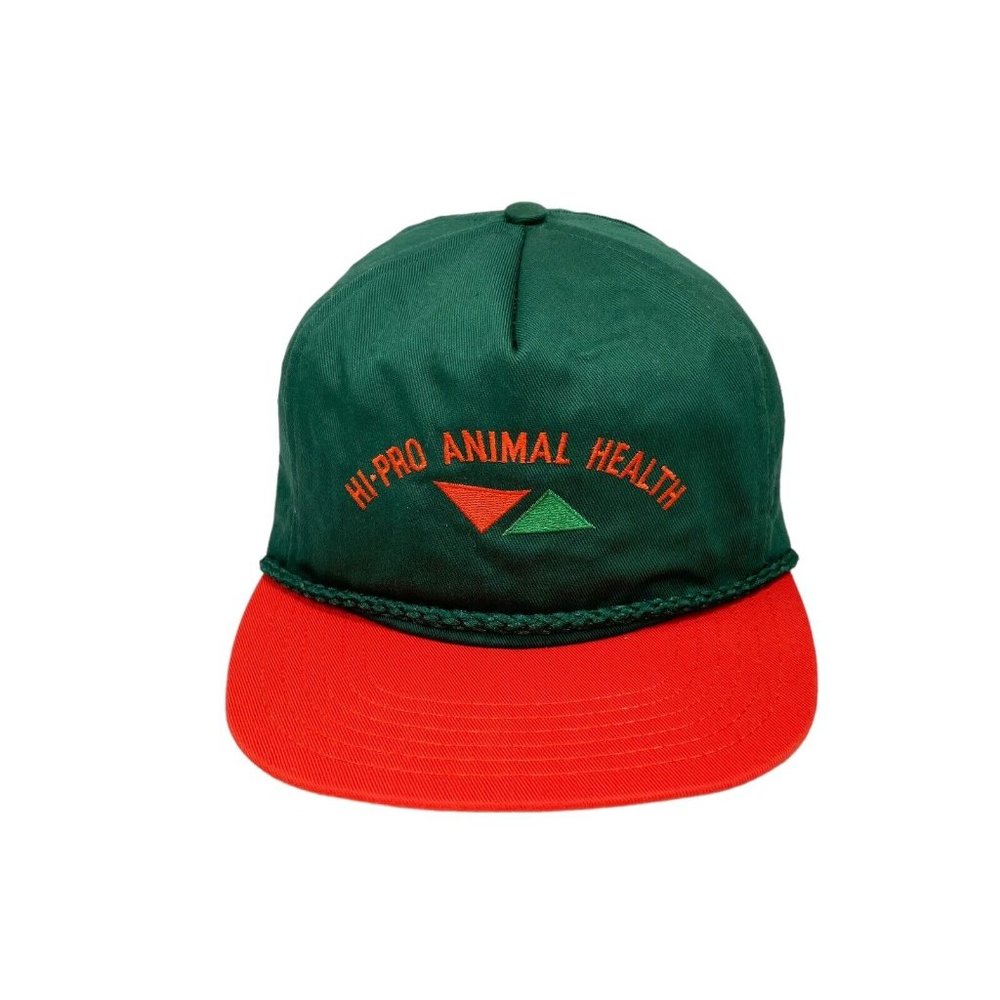 Vintage Hi-Pro Animal Health Adjustable Snapback Cap Hat- Green Orange